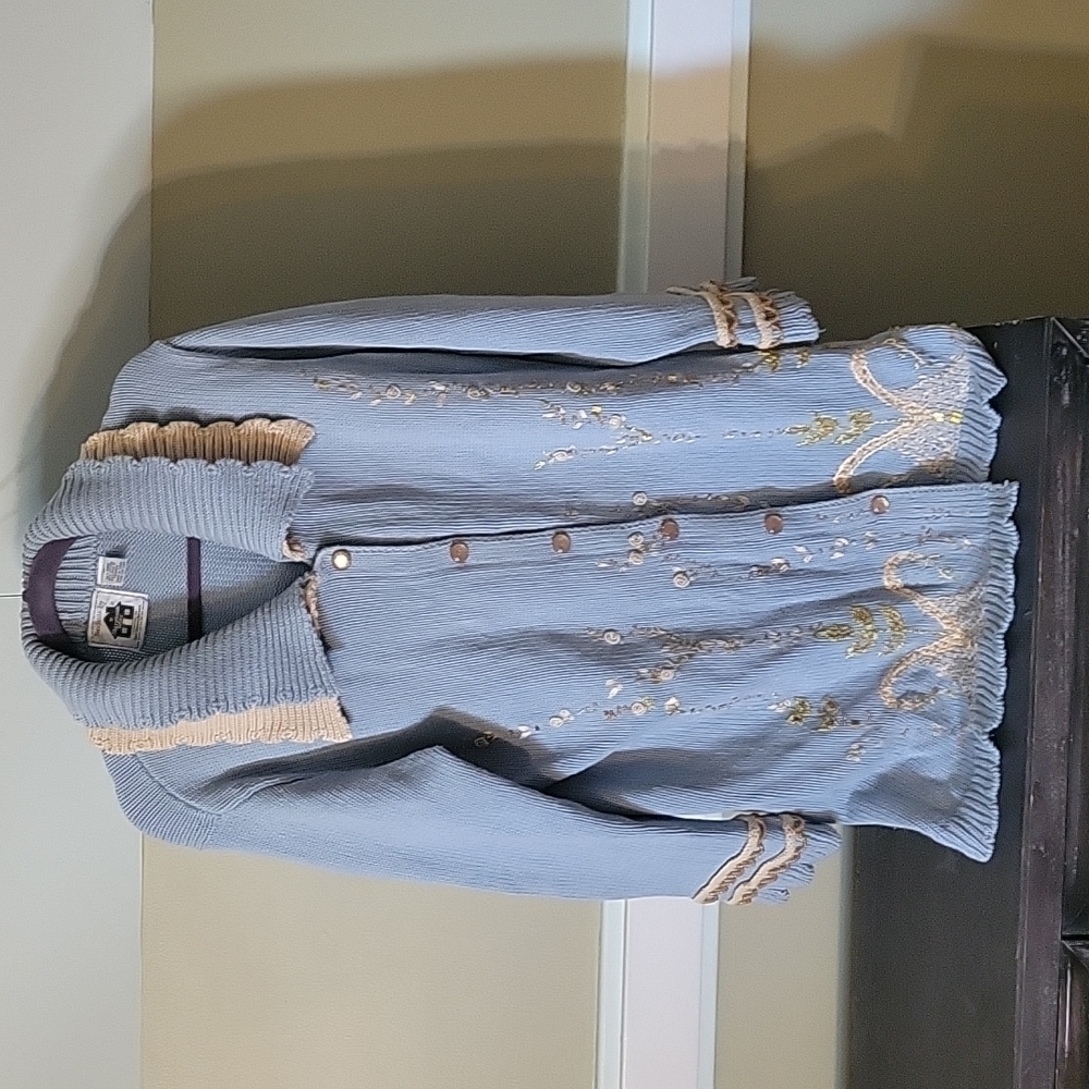 Storybook Knits Blue Embroidery Sweater